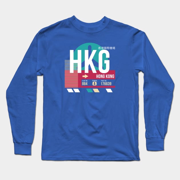 Hong Kong (HKG) Airport Code Baggage Tag Long Sleeve T-Shirt by SLAG_Creative